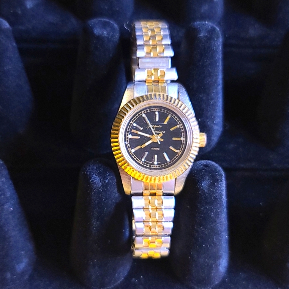 Vintage Jacques Couture Quartz Watch 18k plated Stainless Steel Band